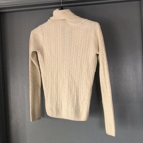 G.H.Bass & Co sz XS cream pullover shawl collar cable knit sweater long sleeve - Picture 2 of 5